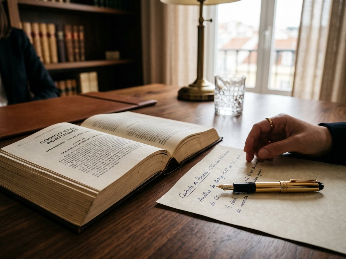 Detalhe de análise jurídica de documentos